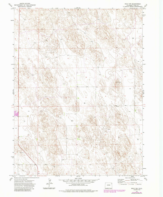 Classic USGS Wray NW Colorado 7.5'x7.5' Topo Map Image