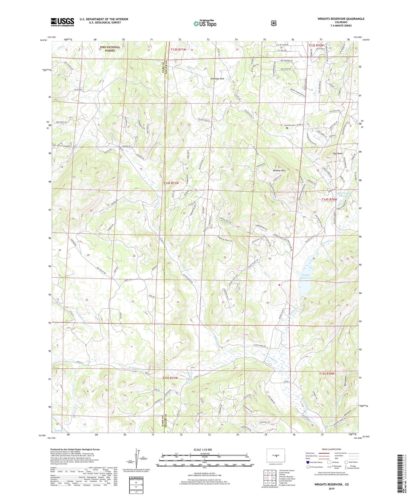 Wrights Reservoir Colorado US Topo Map Image