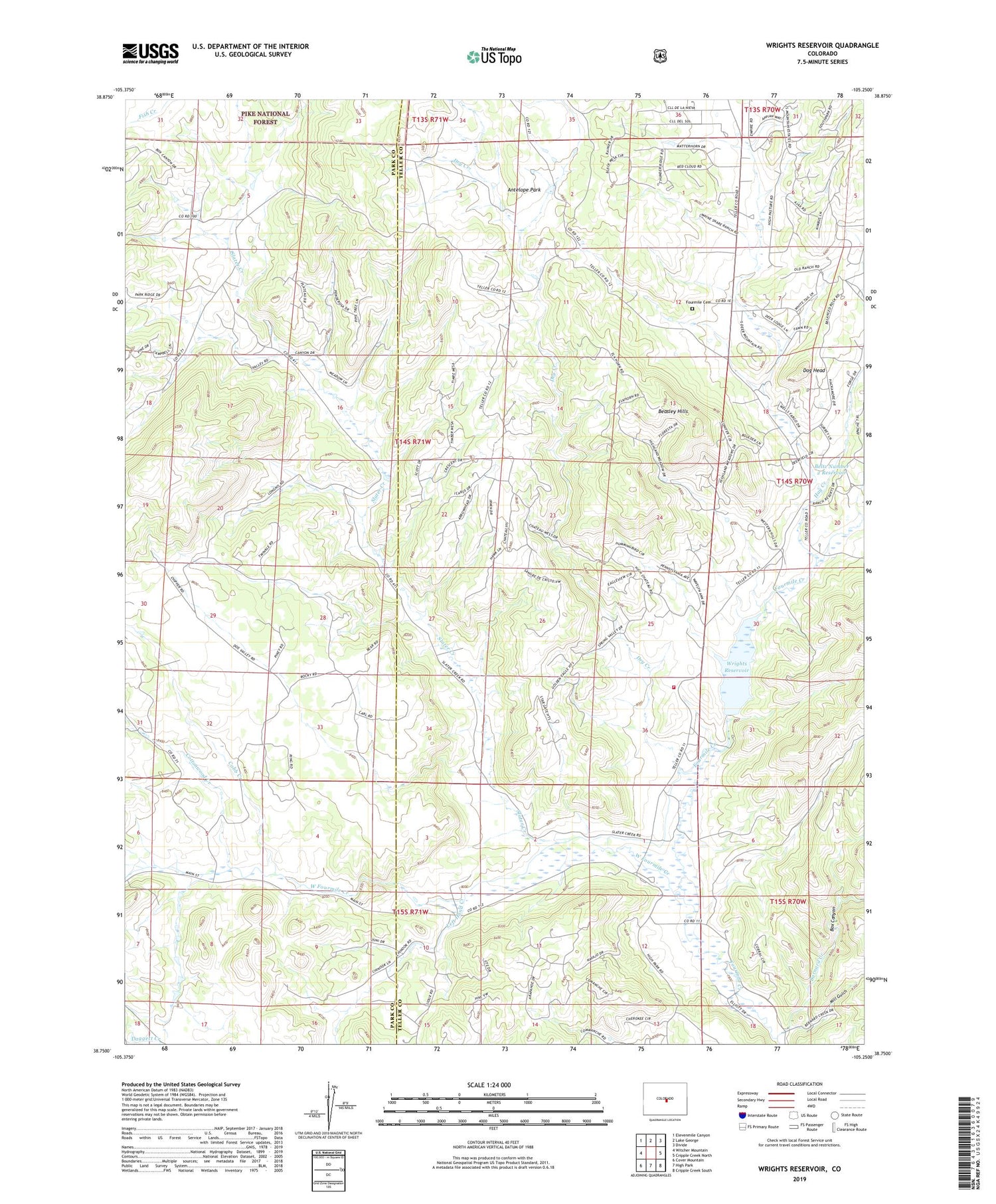 Wrights Reservoir Colorado US Topo Map Image
