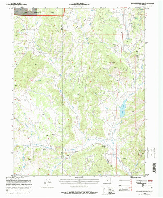 Classic USGS Wrights Reservoir Colorado 7.5'x7.5' Topo Map Image