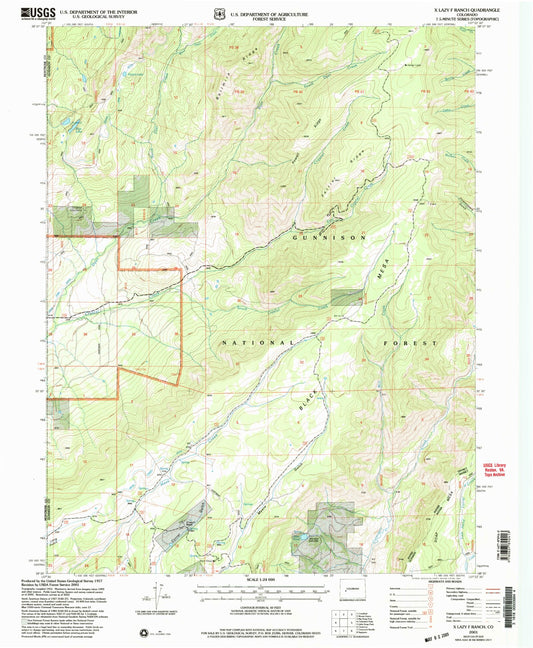 Classic USGS X Lazy F Ranch Colorado 7.5'x7.5' Topo Map Image