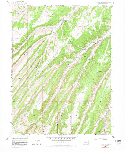 Classic USGS Yankee Gulch Colorado 7.5'x7.5' Topo Map Image