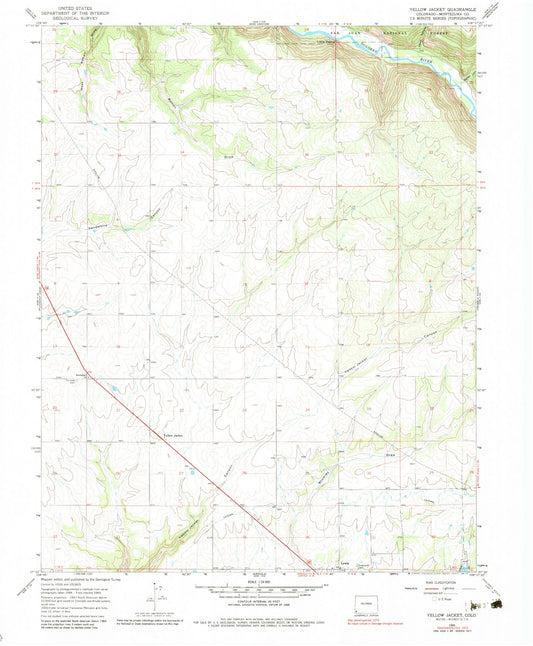 Classic USGS Yellow Jacket Colorado 7.5'x7.5' Topo Map Image