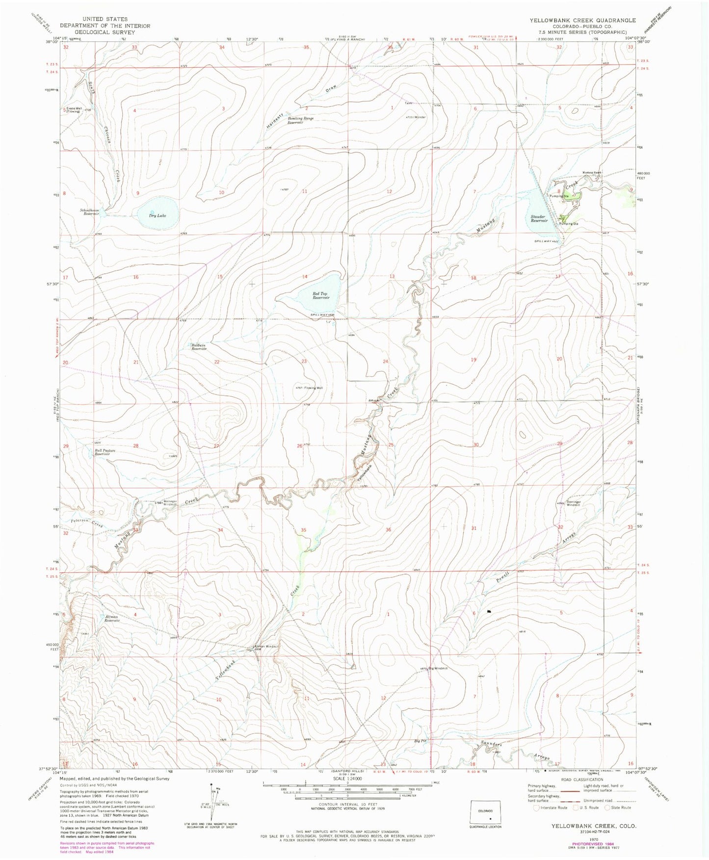 Classic USGS Yellowbank Creek Colorado 7.5'x7.5' Topo Map Image
