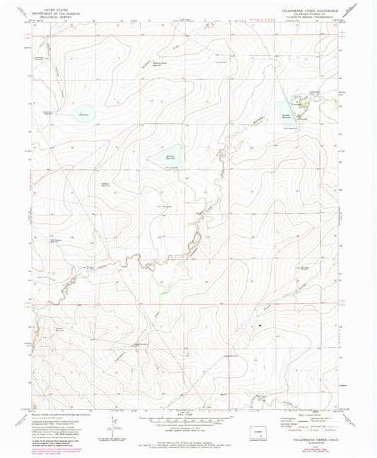 Classic USGS Yellowbank Creek Colorado 7.5'x7.5' Topo Map Image
