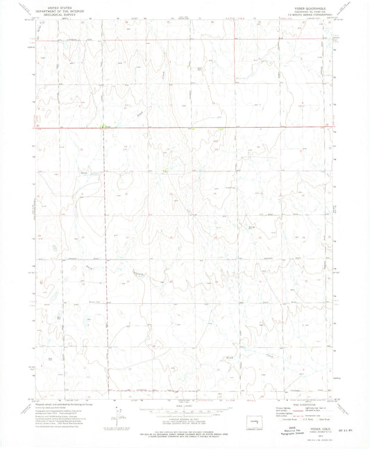 Classic USGS Yoder Colorado 7.5'x7.5' Topo Map Image