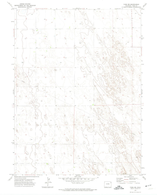 Classic USGS Yuma NE Colorado 7.5'x7.5' Topo Map Image