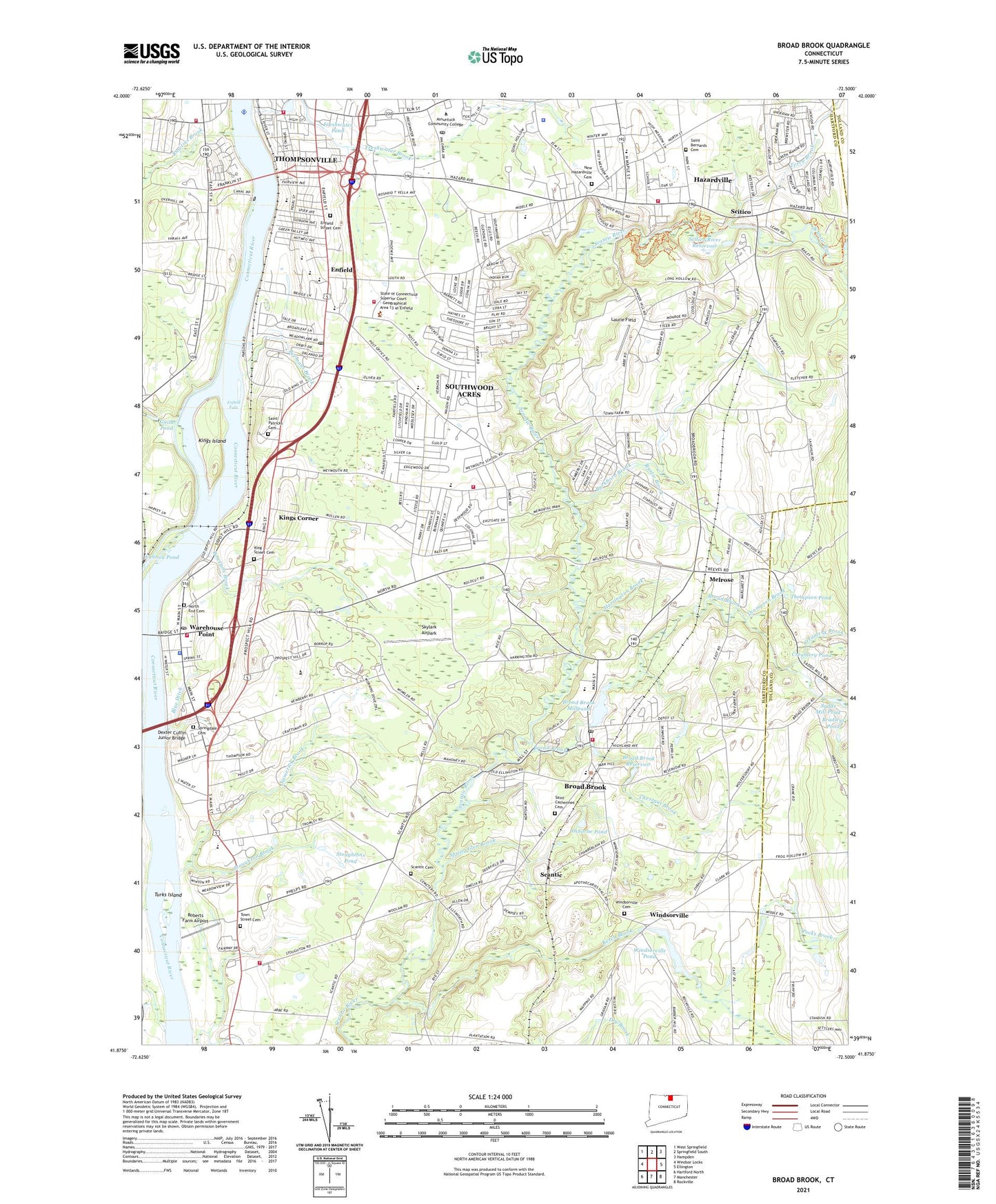 Broad Brook Connecticut US Topo Map Image