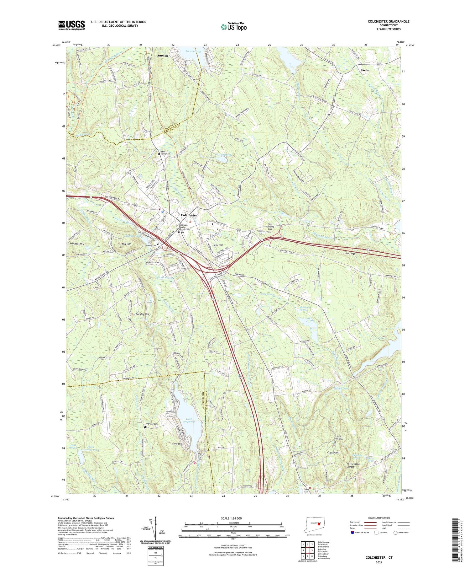 Colchester Connecticut US Topo Map Image