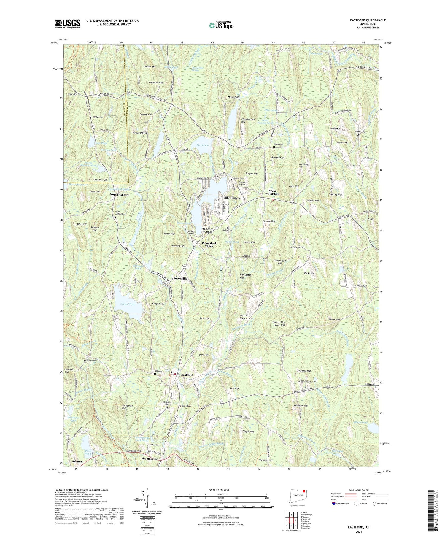 Eastford Connecticut US Topo Map Image