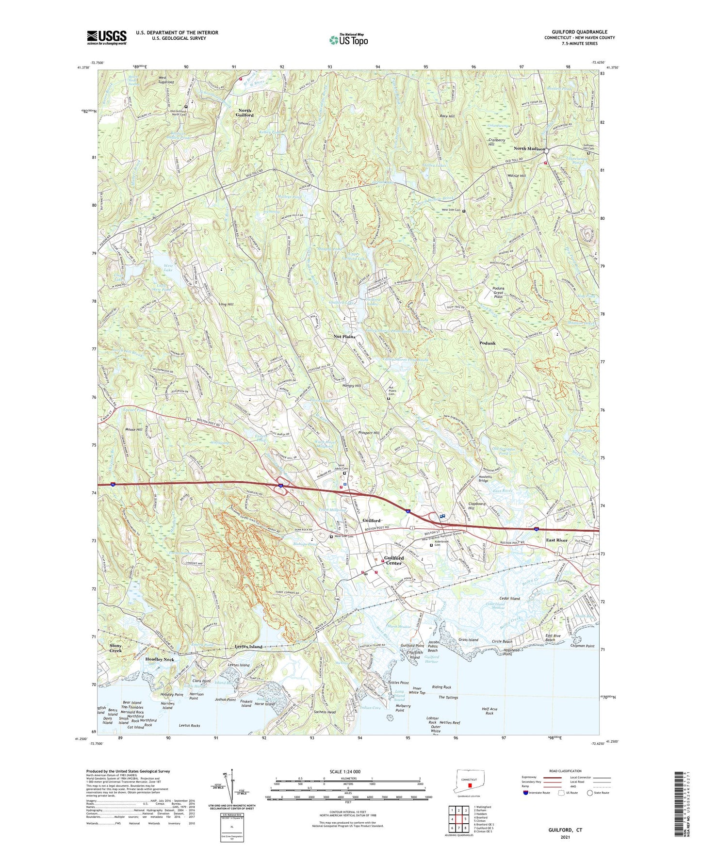 Guilford Connecticut US Topo Map Image