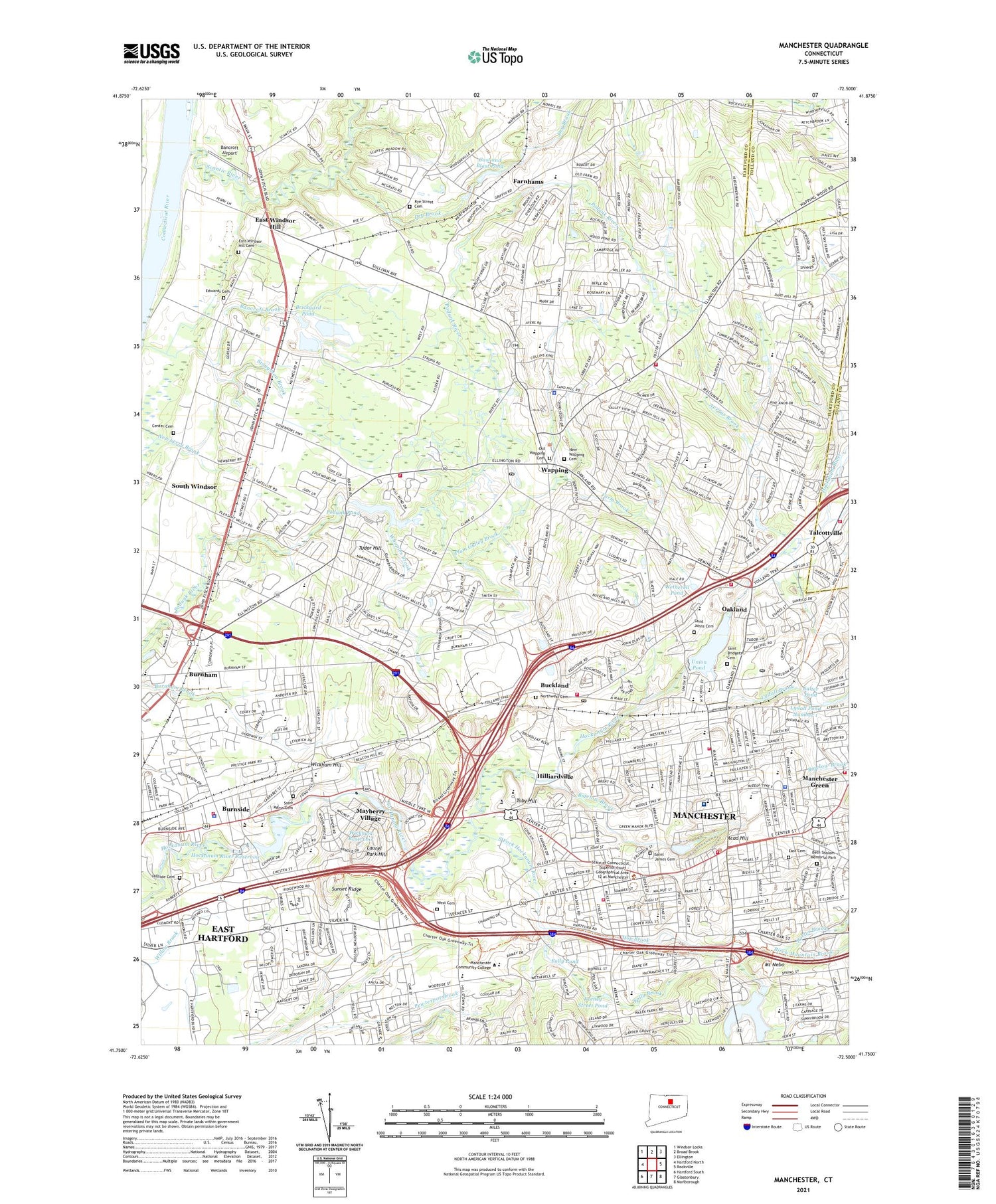 Manchester Connecticut US Topo Map Image