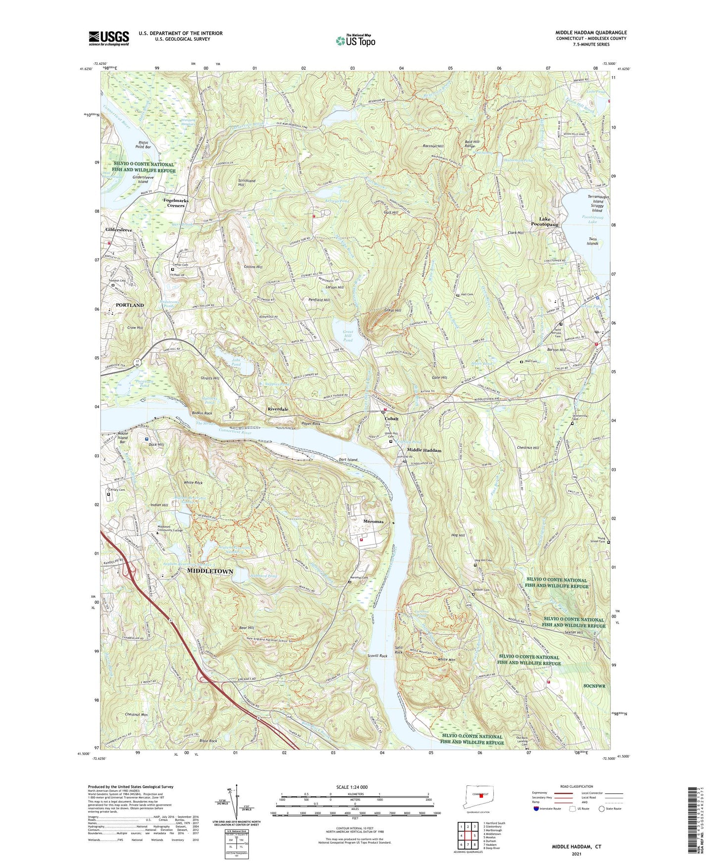 Middle Haddam Connecticut US Topo Map Image