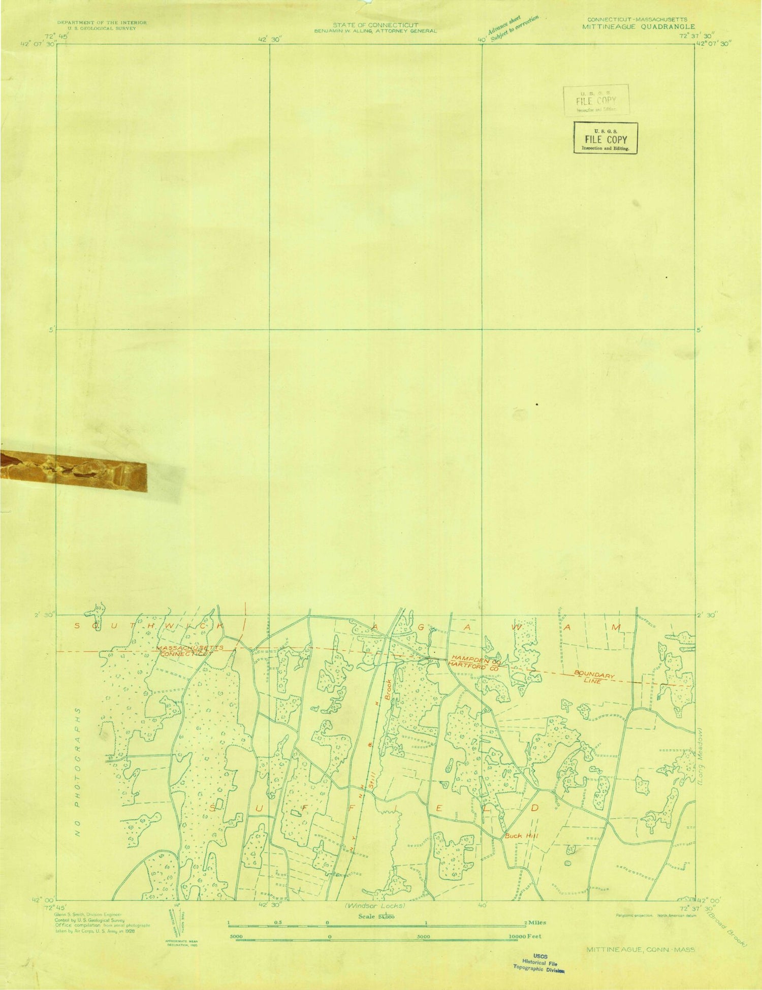 Classic USGS West Springfield Massachusetts 7.5'x7.5' Topo Map Image