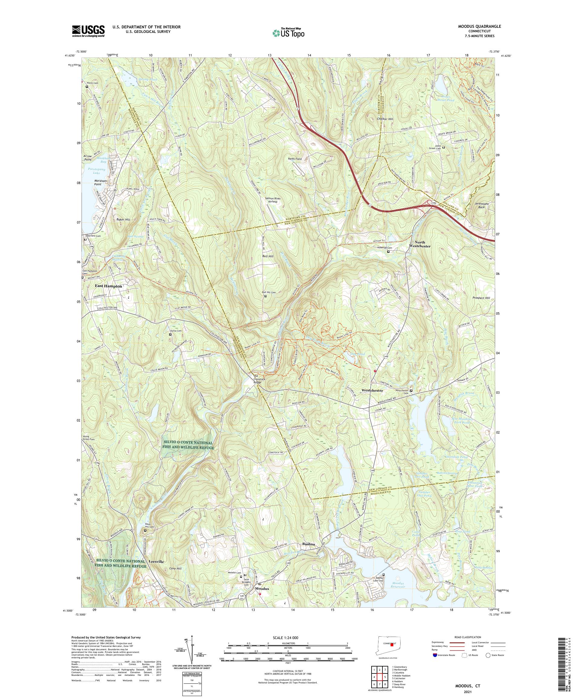 Moodus Connecticut US Topo Map – MyTopo Map Store