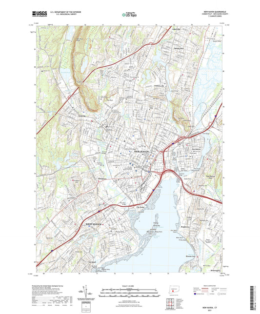 New Haven Connecticut US Topo Map Image