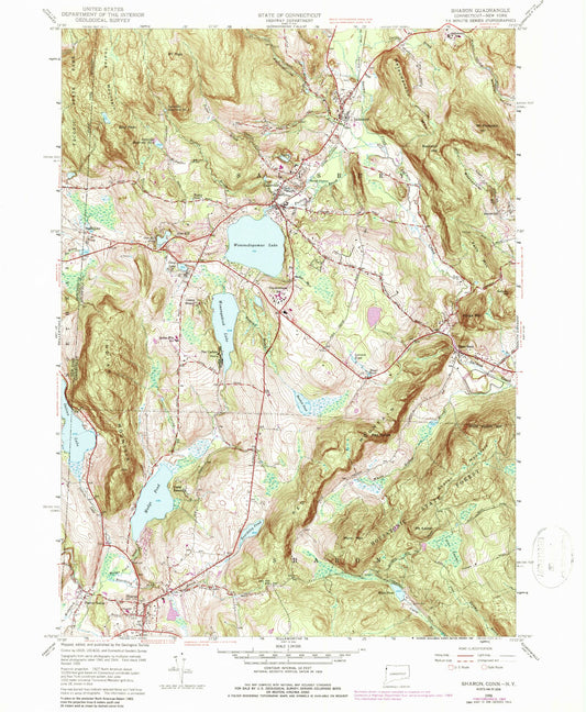 Classic USGS Sharon Connecticut 7.5'x7.5' Topo Map Image