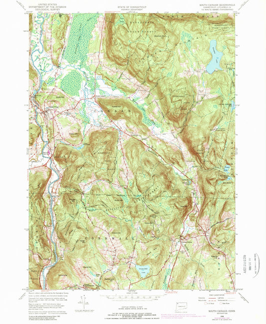 Classic USGS South Canaan Connecticut 7.5'x7.5' Topo Map Image