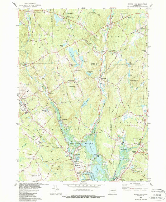 Classic USGS Spring Hill Connecticut 7.5'x7.5' Topo Map Image