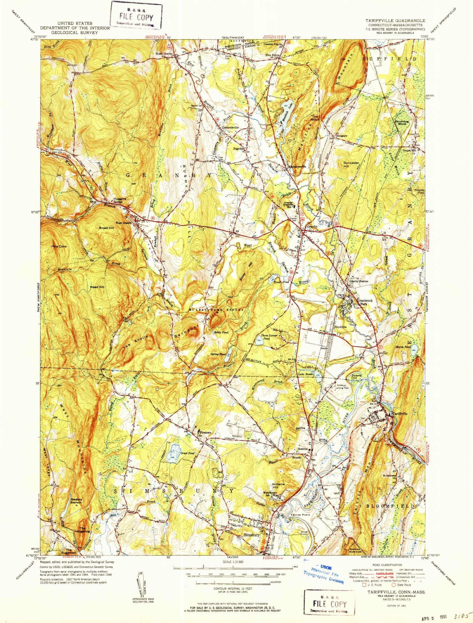 Classic USGS Tariffville Connecticut 7.5'x7.5' Topo Map MyTopo Map Store