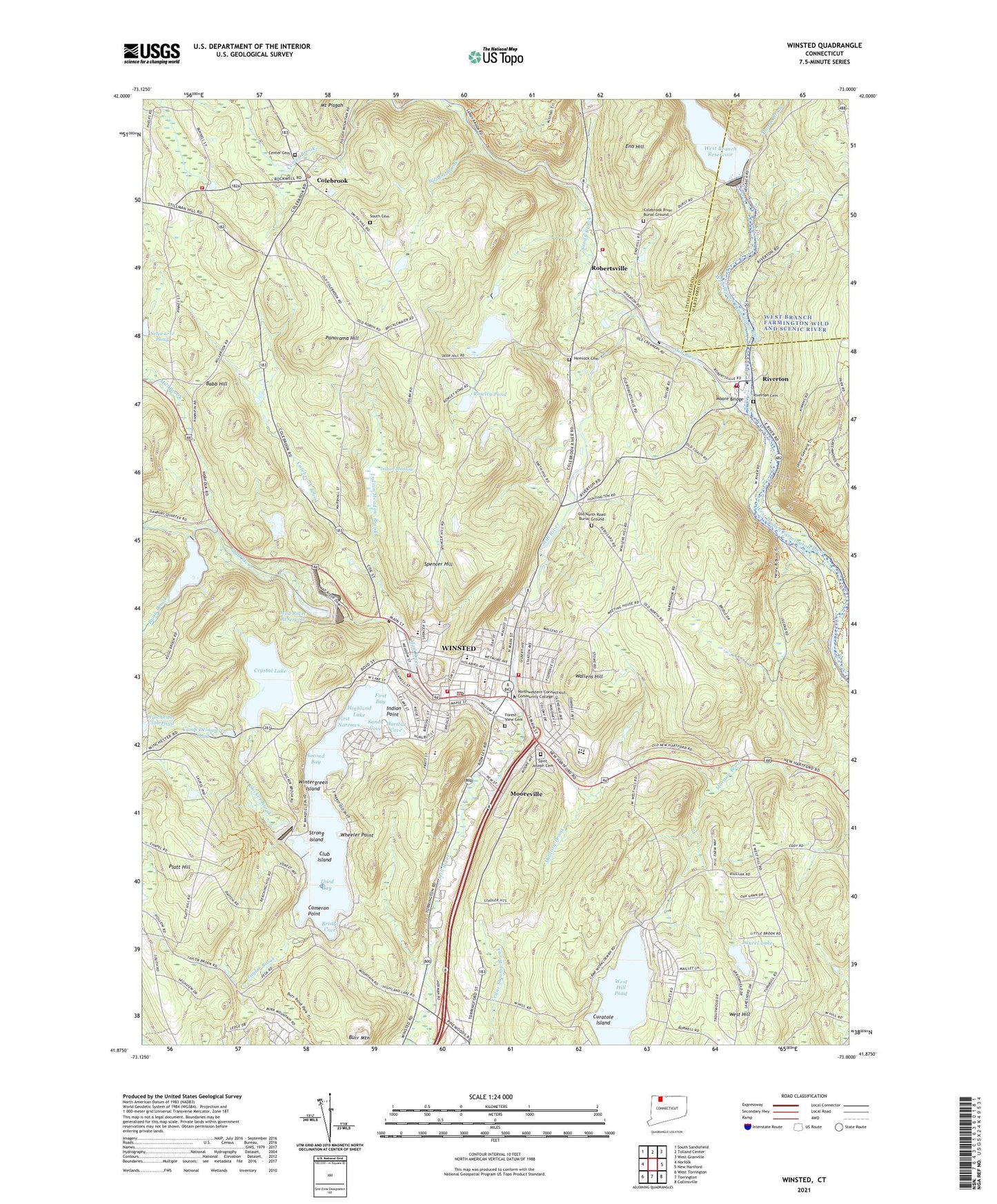 Winsted Connecticut US Topo Map Image