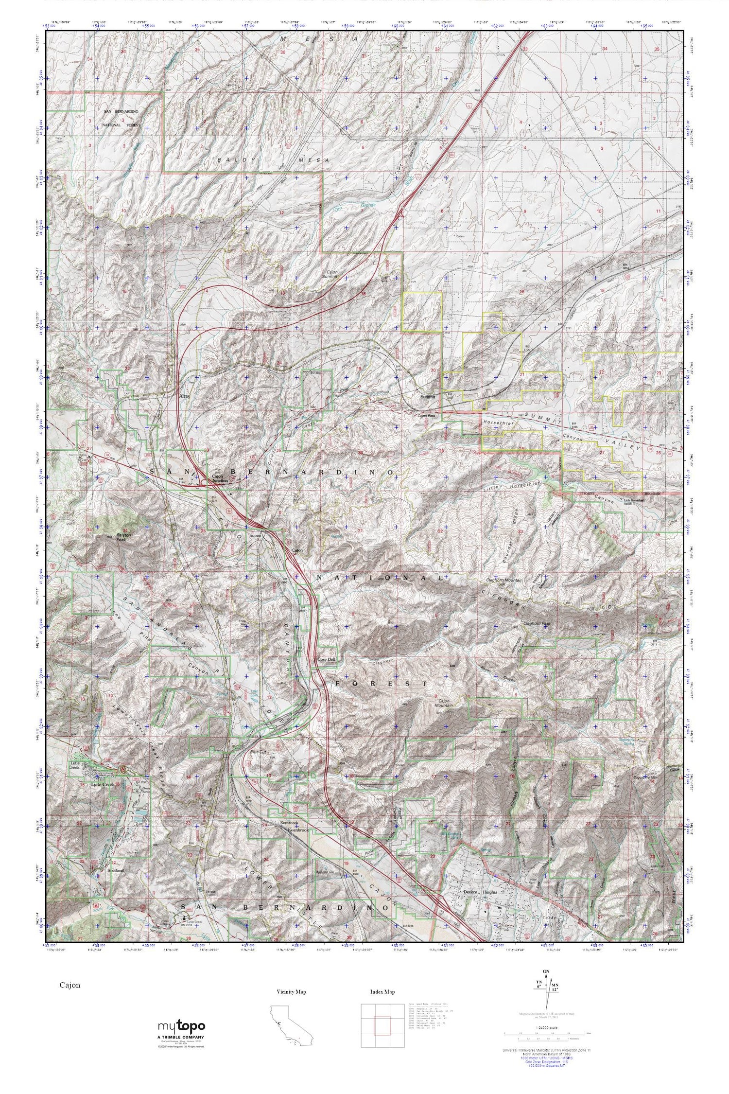Cajon MyTopo Explorer Series Map Image