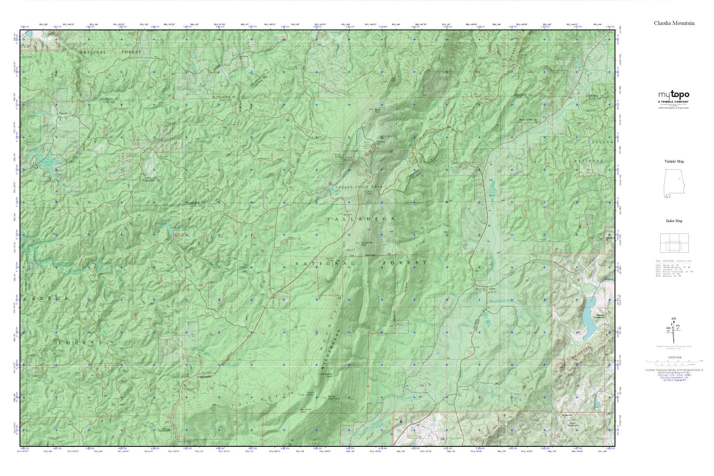 Cheaha Mountain MyTopo Explorer Series Map Image