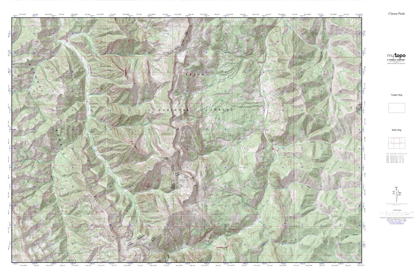 Clause Peak MyTopo Explorer Series Map Image