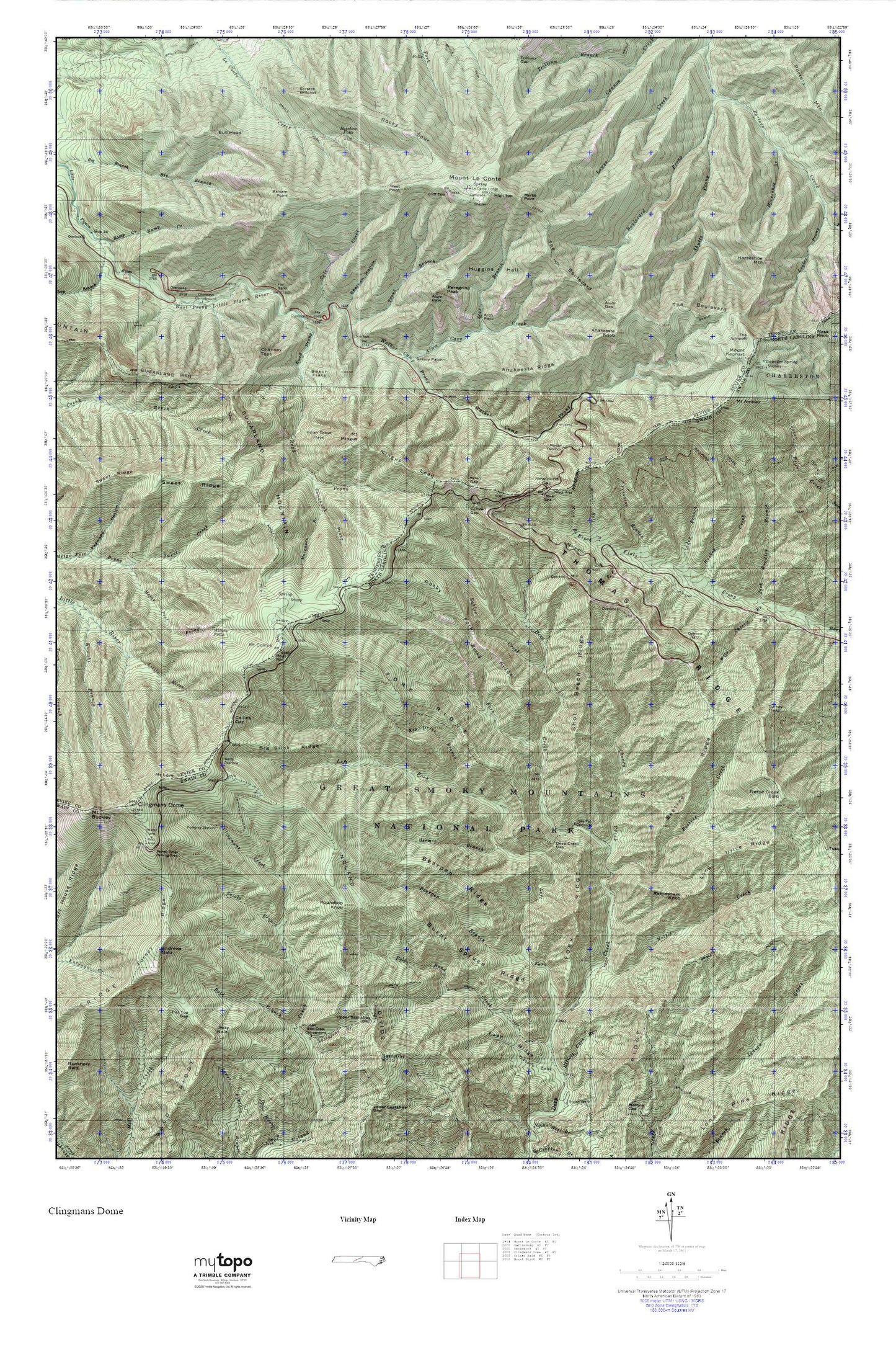 Clingmans Dome MyTopo Explorer Series Map Image