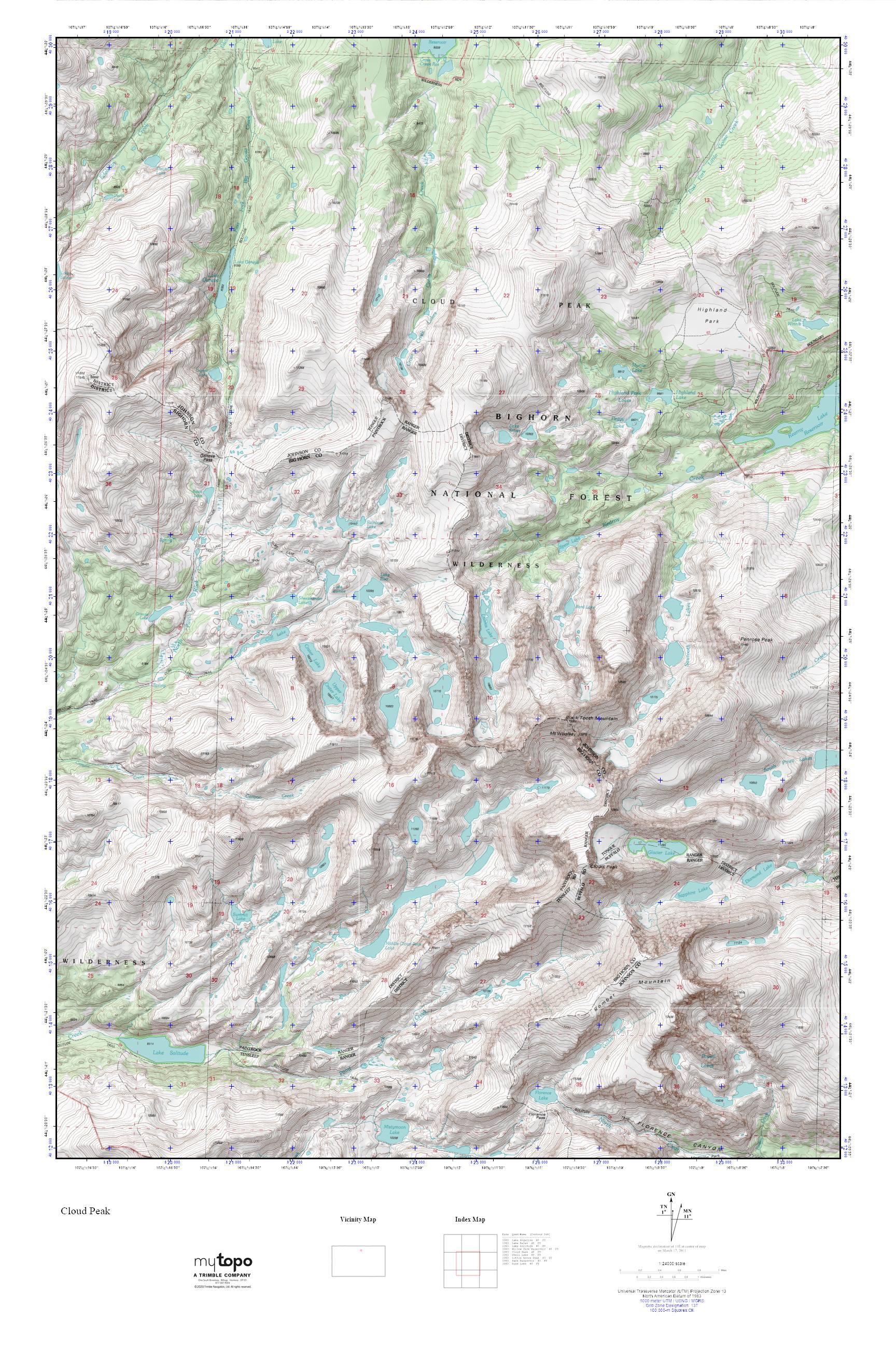 Cloud Peak Wilderness MyTopo Explorer Series Map – MyTopo Map Store