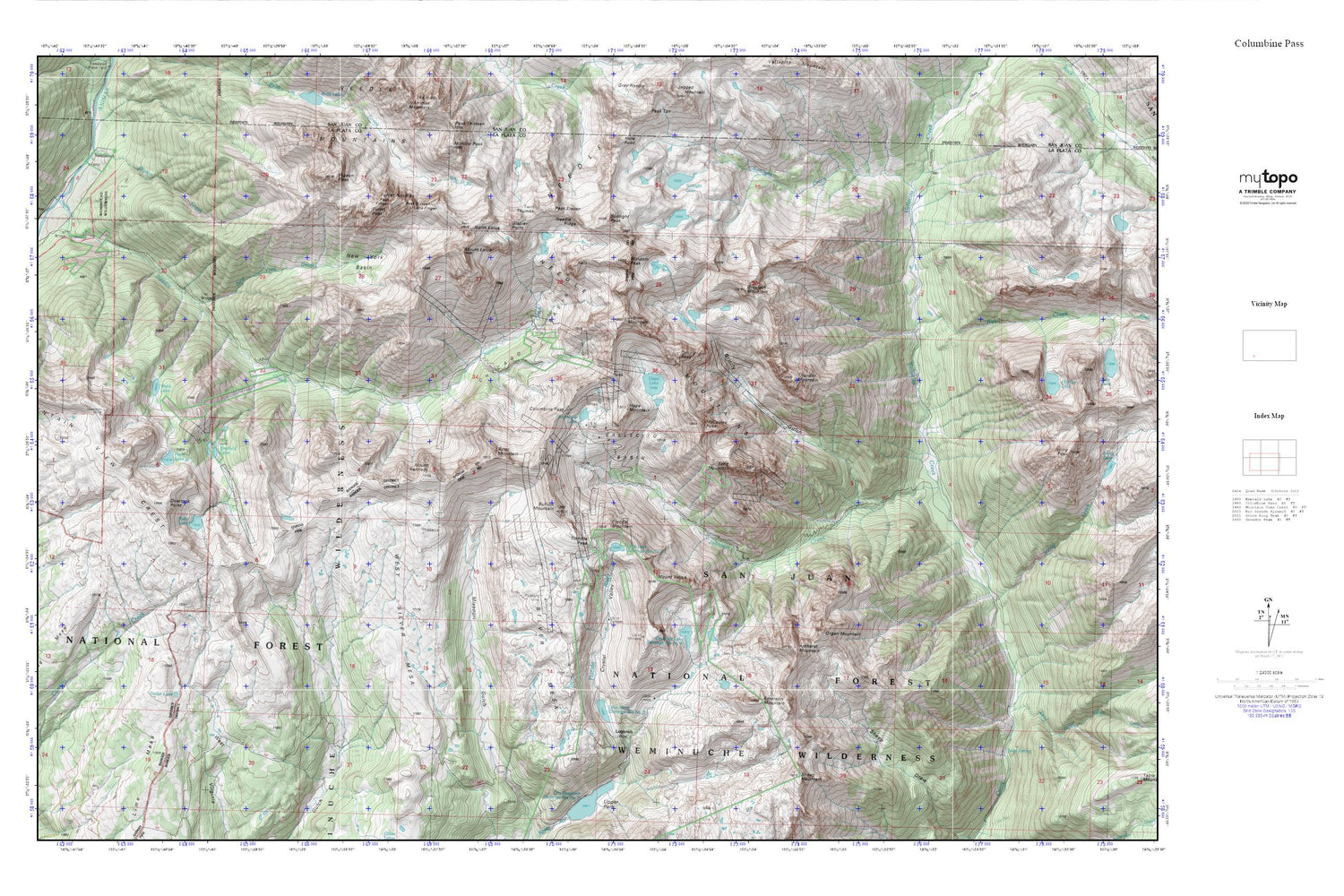 Columbine Pass MyTopo Explorer Series Map Image