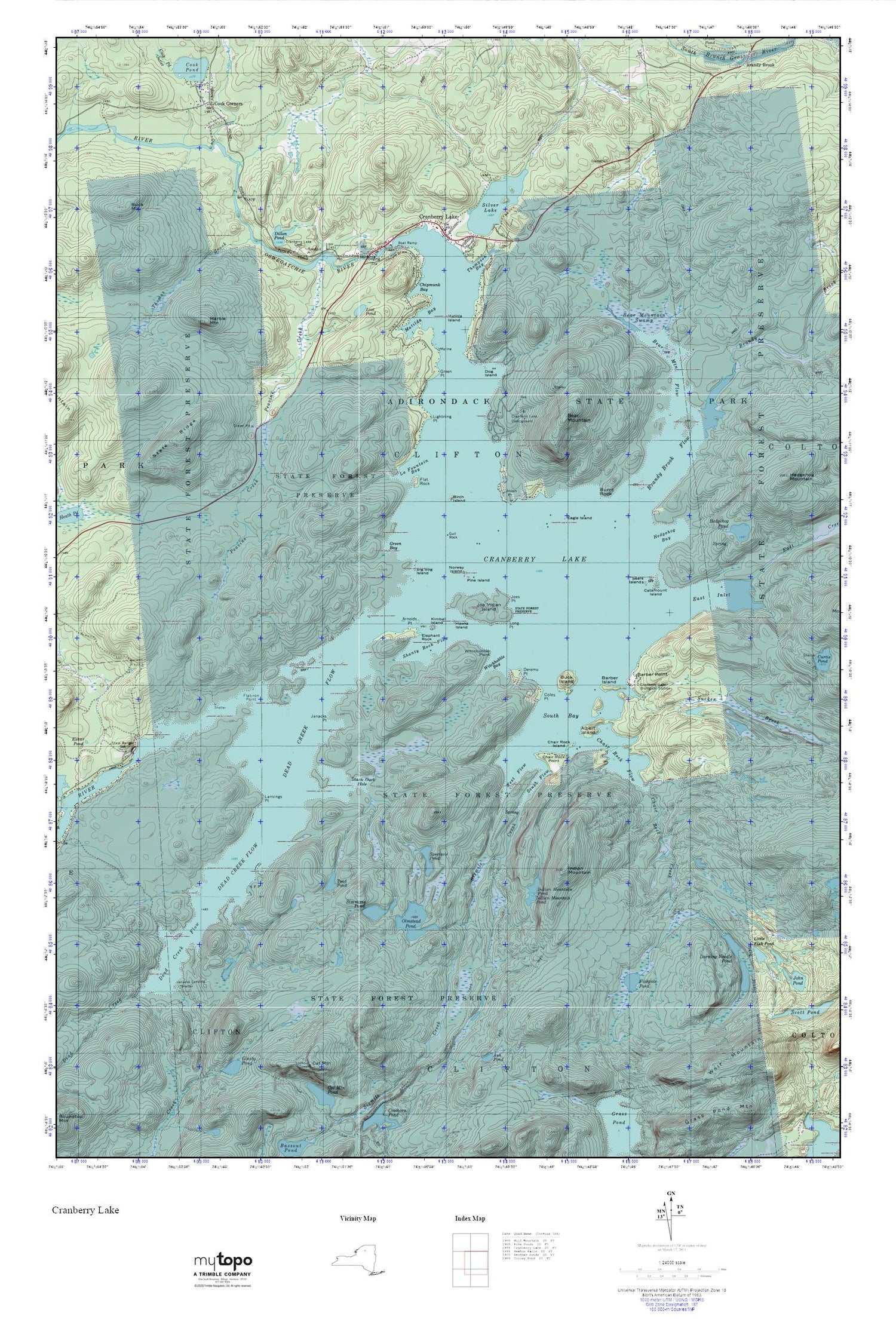 Cranberry Lake MyTopo Explorer Series Map Image