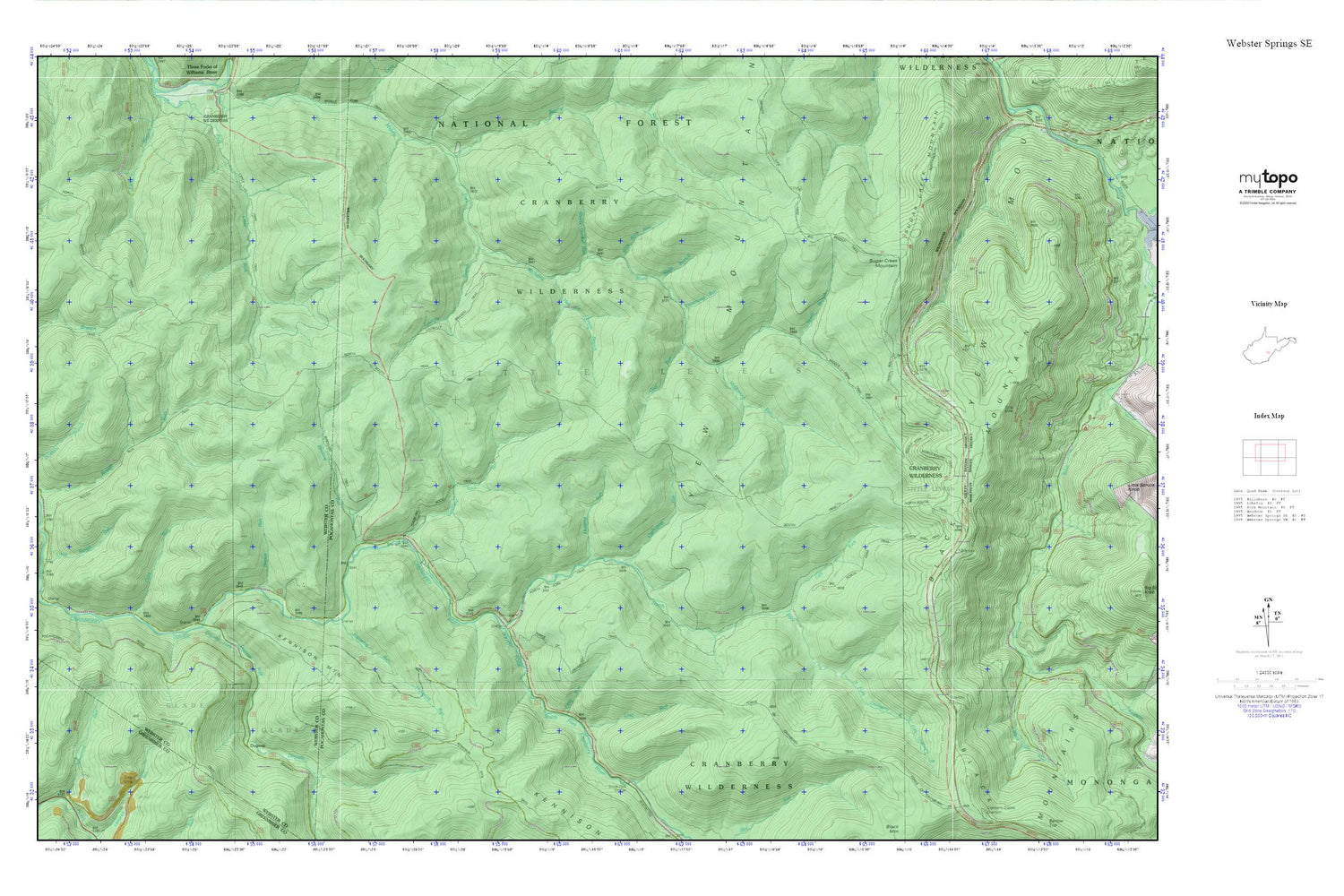 Cranberry Wilderness MyTopo Explorer Series Map Image