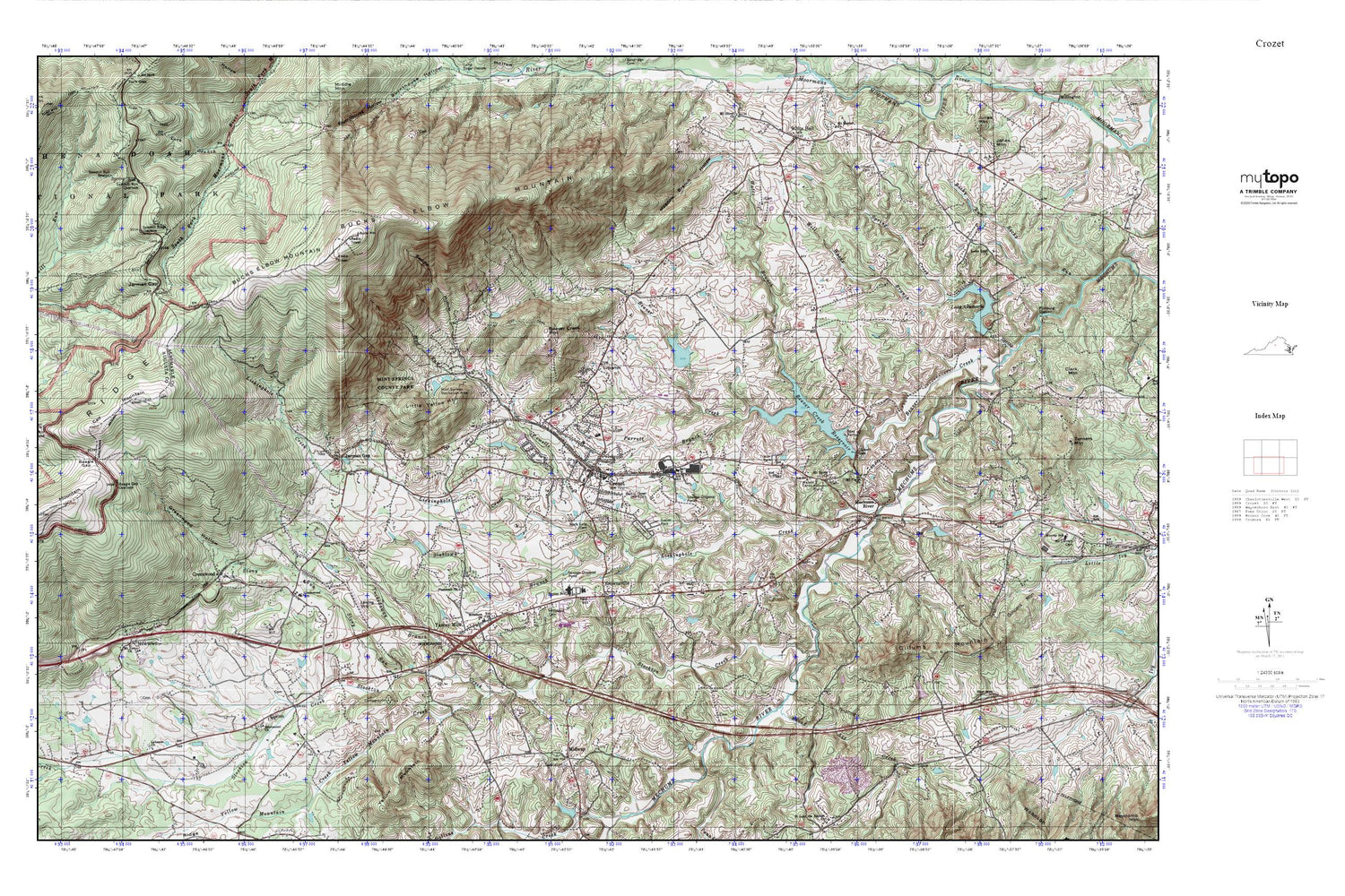 Crozet MyTopo Explorer Series Map Image
