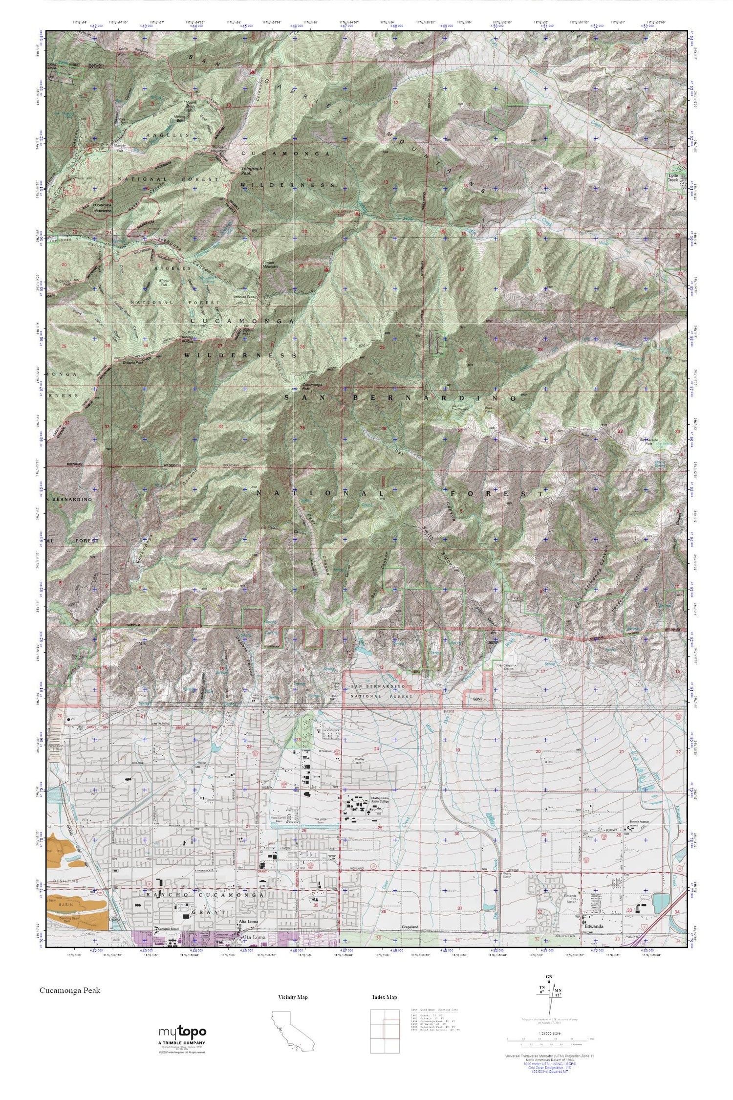 Cucamonga Peak MyTopo Explorer Series Map Image