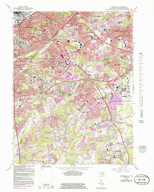 Classic USGS Anacostia District of Columbia 7.5'x7.5' Topo Map Image