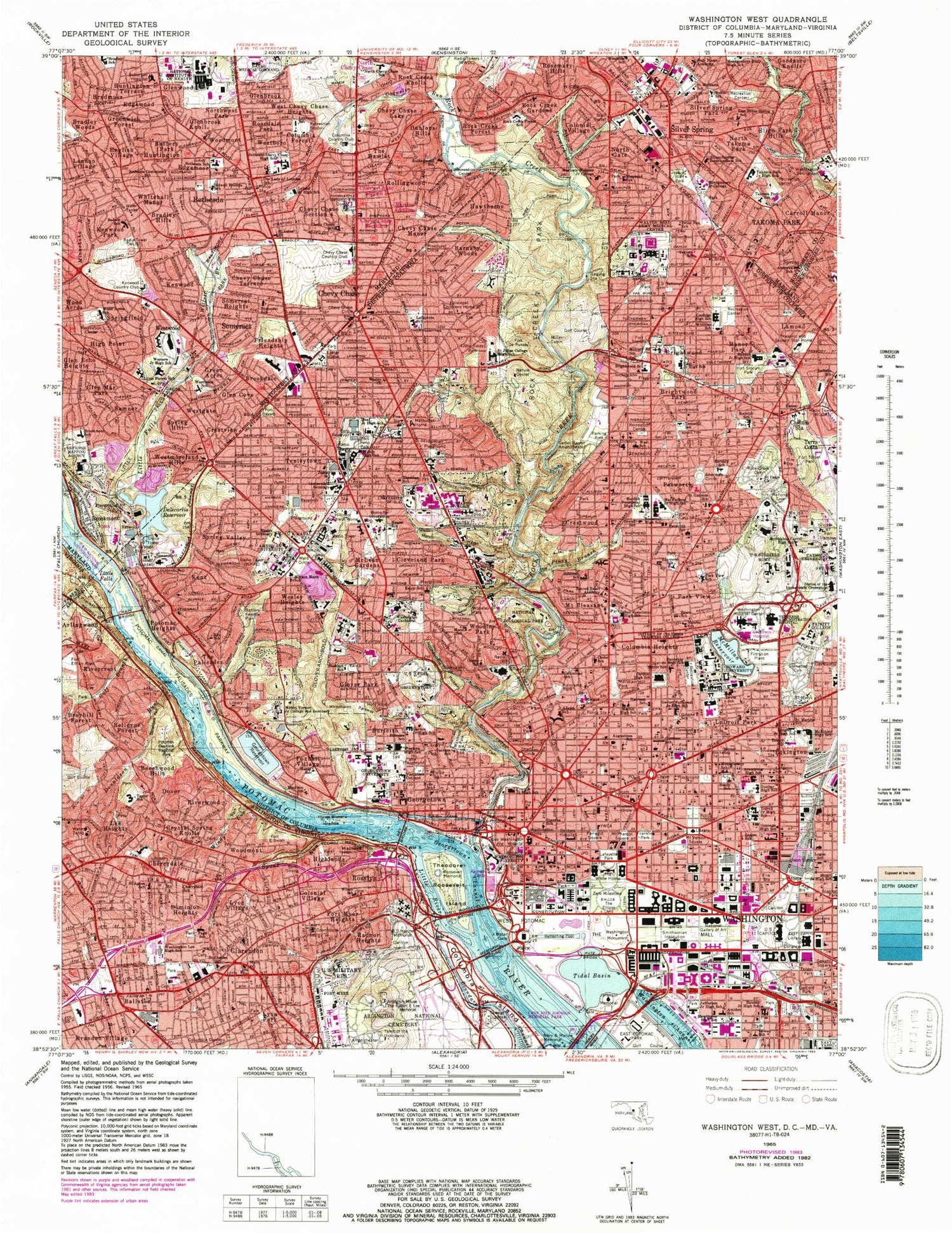 USGS Classic Washington West District of Columbia 7.5'x7.5' Topo Map Image