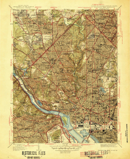 USGS Classic Washington West District of Columbia 7.5'x7.5' Topo Map Image