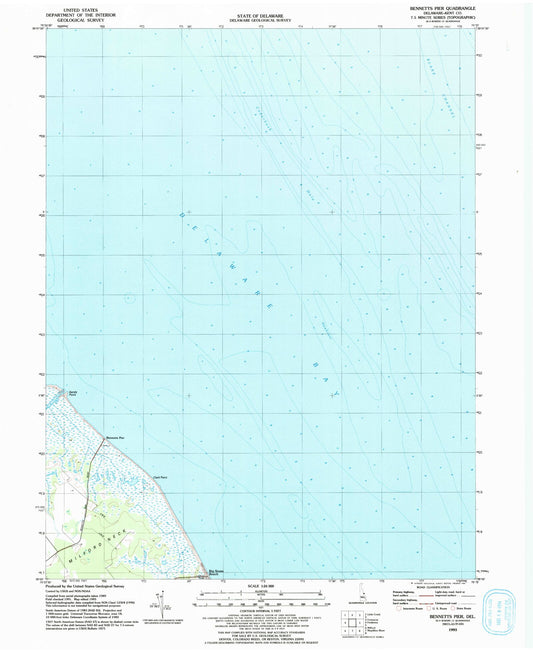 Classic USGS Bennetts Pier Delaware 7.5'x7.5' Topo Map Image