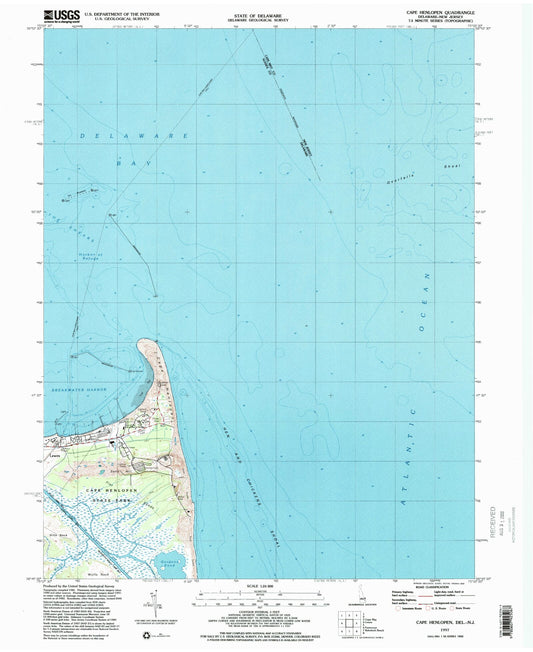 Classic USGS Cape Henlopen Delaware 7.5'x7.5' Topo Map Image