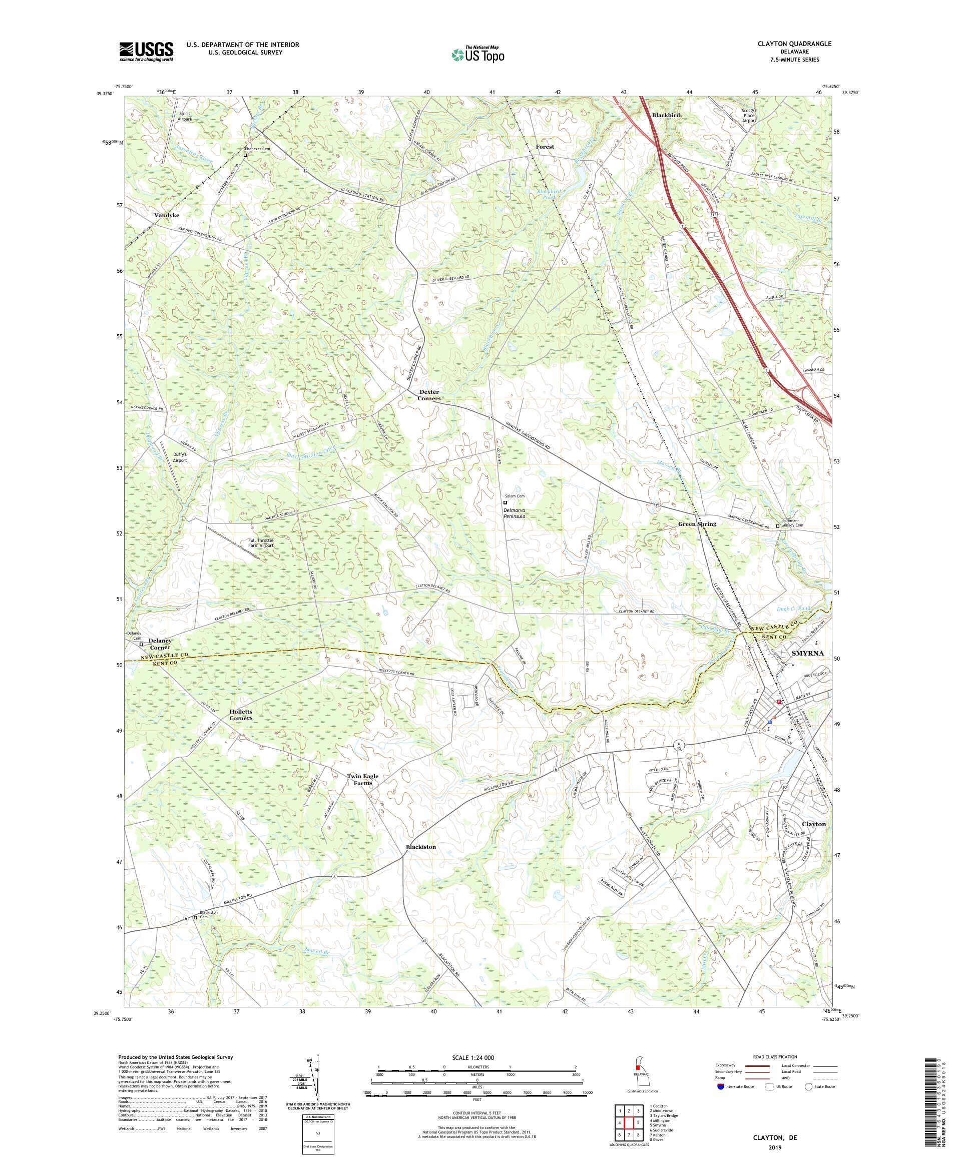 Clayton Delaware Us Topo Map Mytopo Map Store