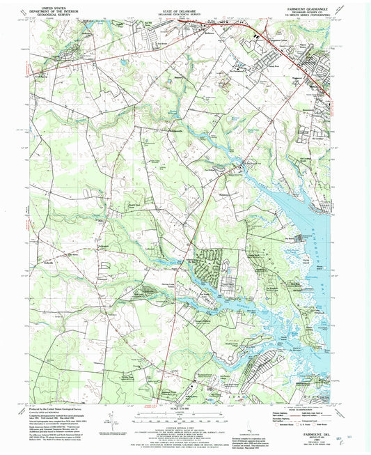 Classic USGS Fairmount Delaware 7.5'x7.5' Topo Map Image