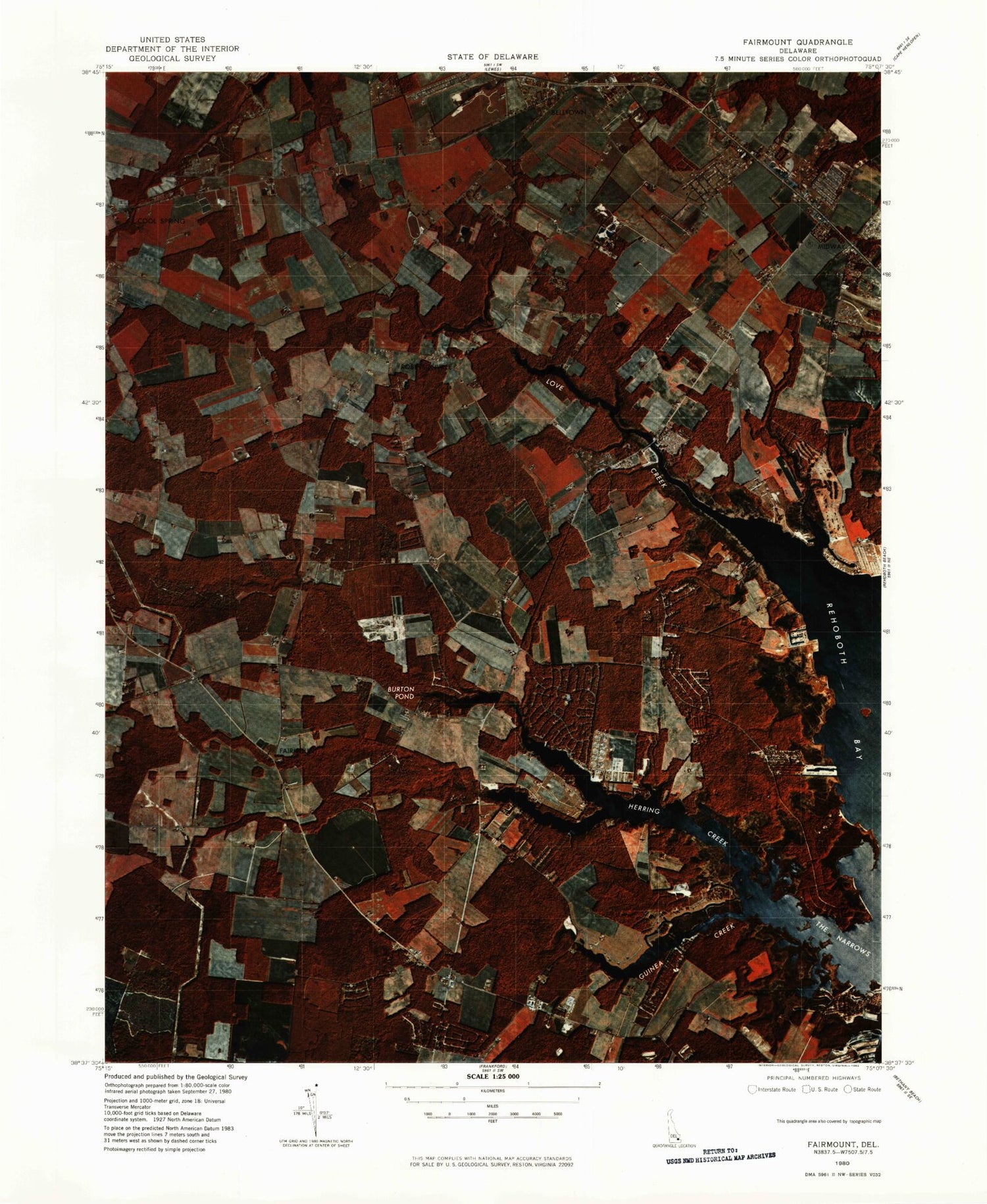 Classic USGS Fairmount Delaware 7.5'x7.5' Topo Map Image