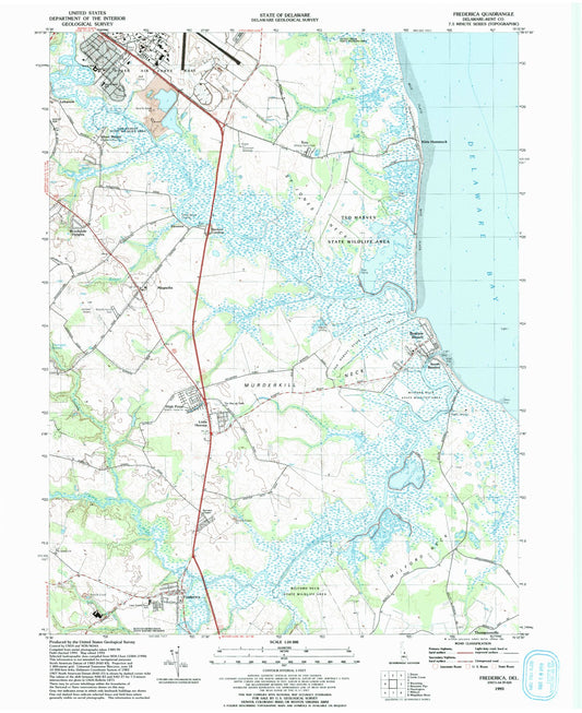 Classic USGS Frederica Delaware 7.5'x7.5' Topo Map Image