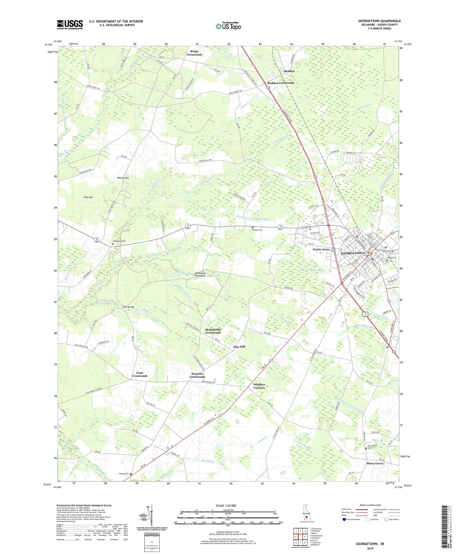 Georgetown Delaware US Topo Map Image