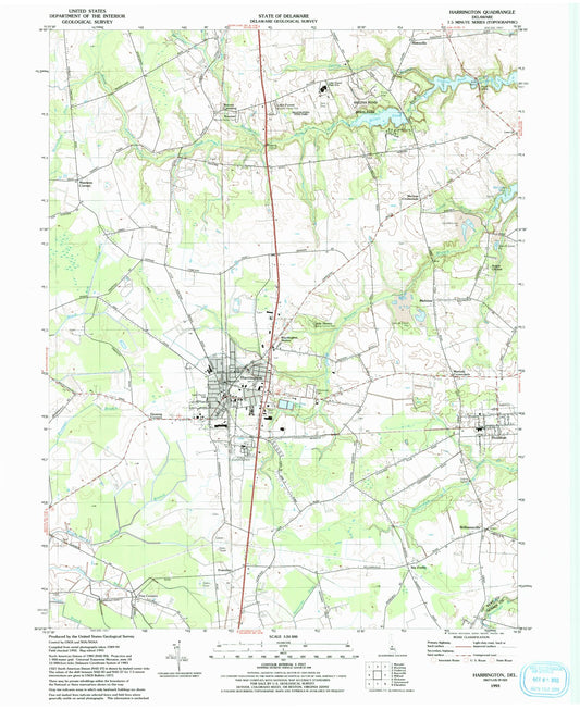 Classic USGS Harrington Delaware 7.5'x7.5' Topo Map Image