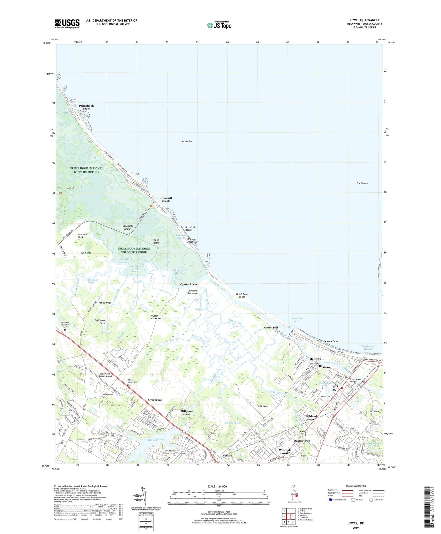 Lewes Delaware US Topo Map Image