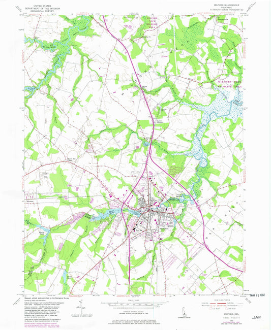 Classic USGS Milford Delaware 7.5'x7.5' Topo Map Image