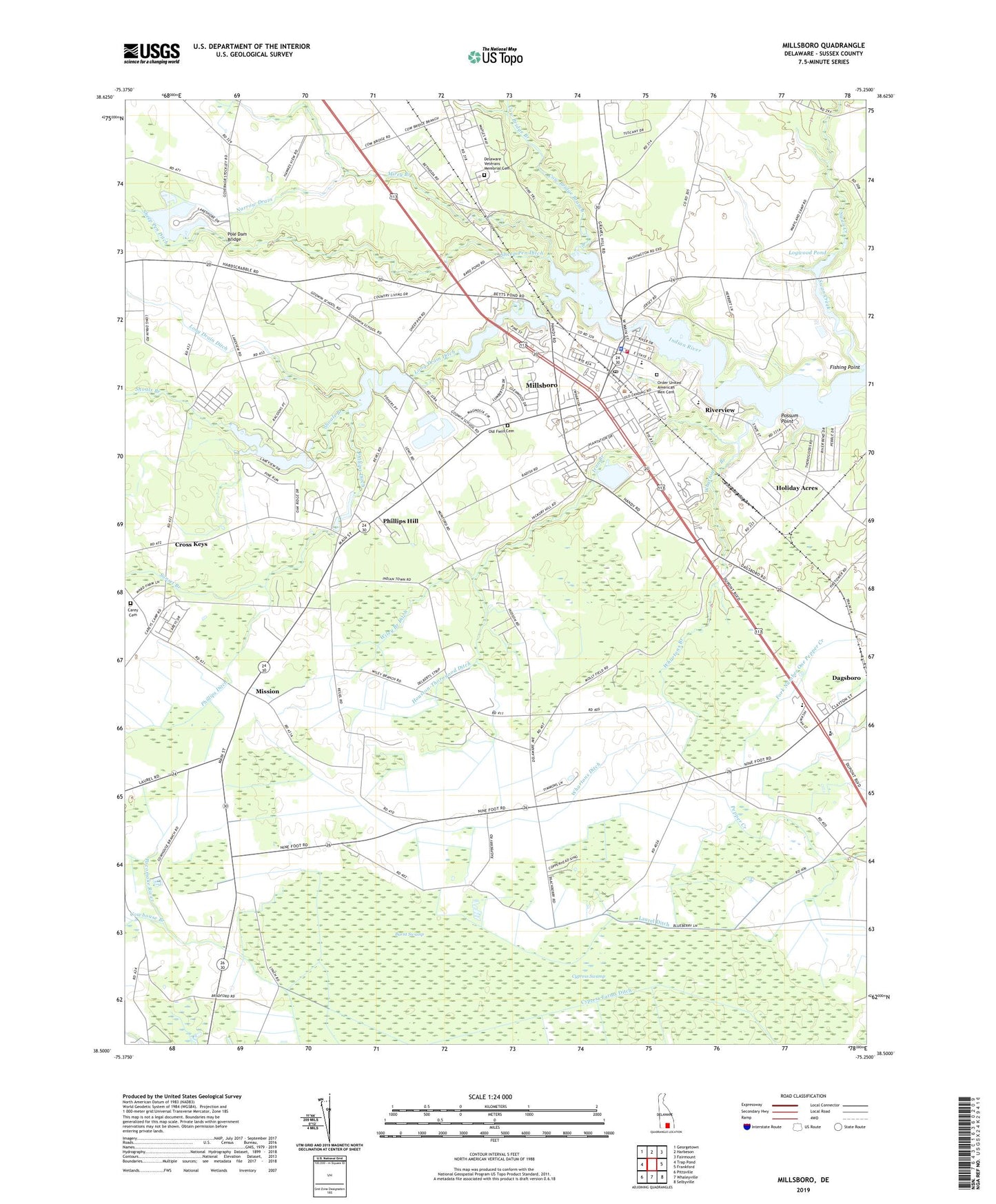 Millsboro Delaware US Topo Map Image