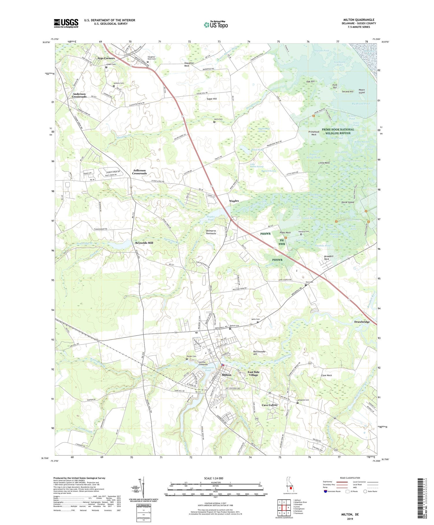 Milton Delaware US Topo Map Image